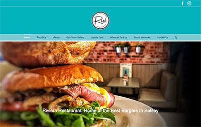 Website for the Riviera Restaurant designed by Cottagewebs