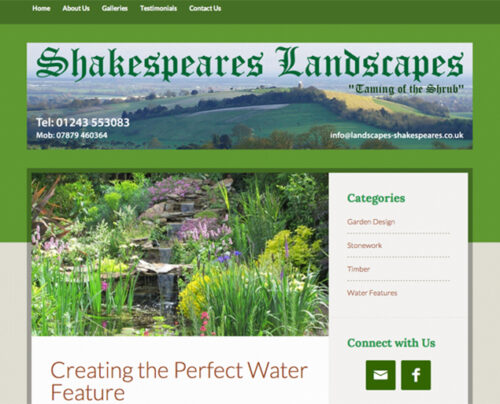 Mobile friendly Website for Shakespeare's Landscapes by Cottagewebs in 2014