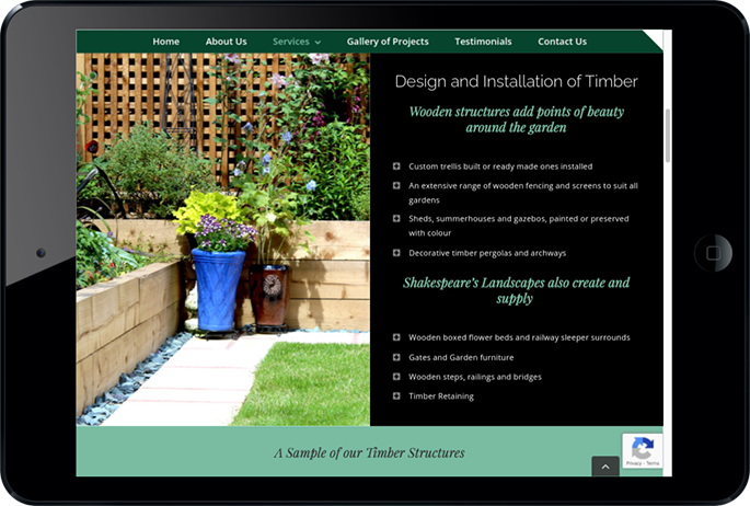 Shakespeare's Landscapes website today tablet view