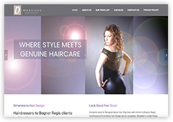 Cottagewebs Health and Beauty portfolio Dimension Hair Design website on