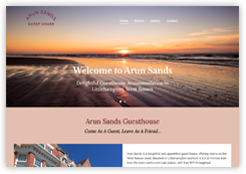 Arun Sands Guesthouse website on the Accommodation portfolio of Cottagewebs