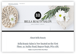 Bella Beauty Salon website featured on the Health and Beauty portfolio