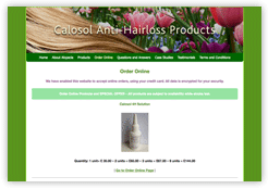 Ecommerce website and online shop, Calosol Anti-Hairloss Products