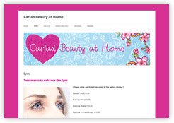 Cariad Beauty treatments website