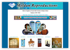 Meldan Reproductions furniture and display stands, website by cottagewebs.