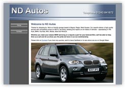ND Autos website on Cottagewebs Cars and Travel portfolio