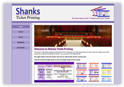 Shanks Printers Ticket Printing website by Cottagewebs