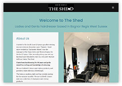 Health and Beauty portfolio - The Shed Hairdressing website - Cottagewebs Directory
